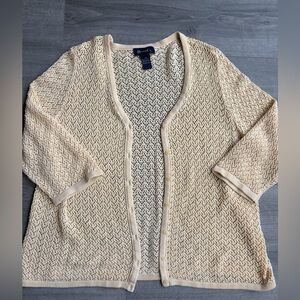 Cottagecore Denim & Co Butter Yellow Knit Cardigan 3X Coastal Grandma